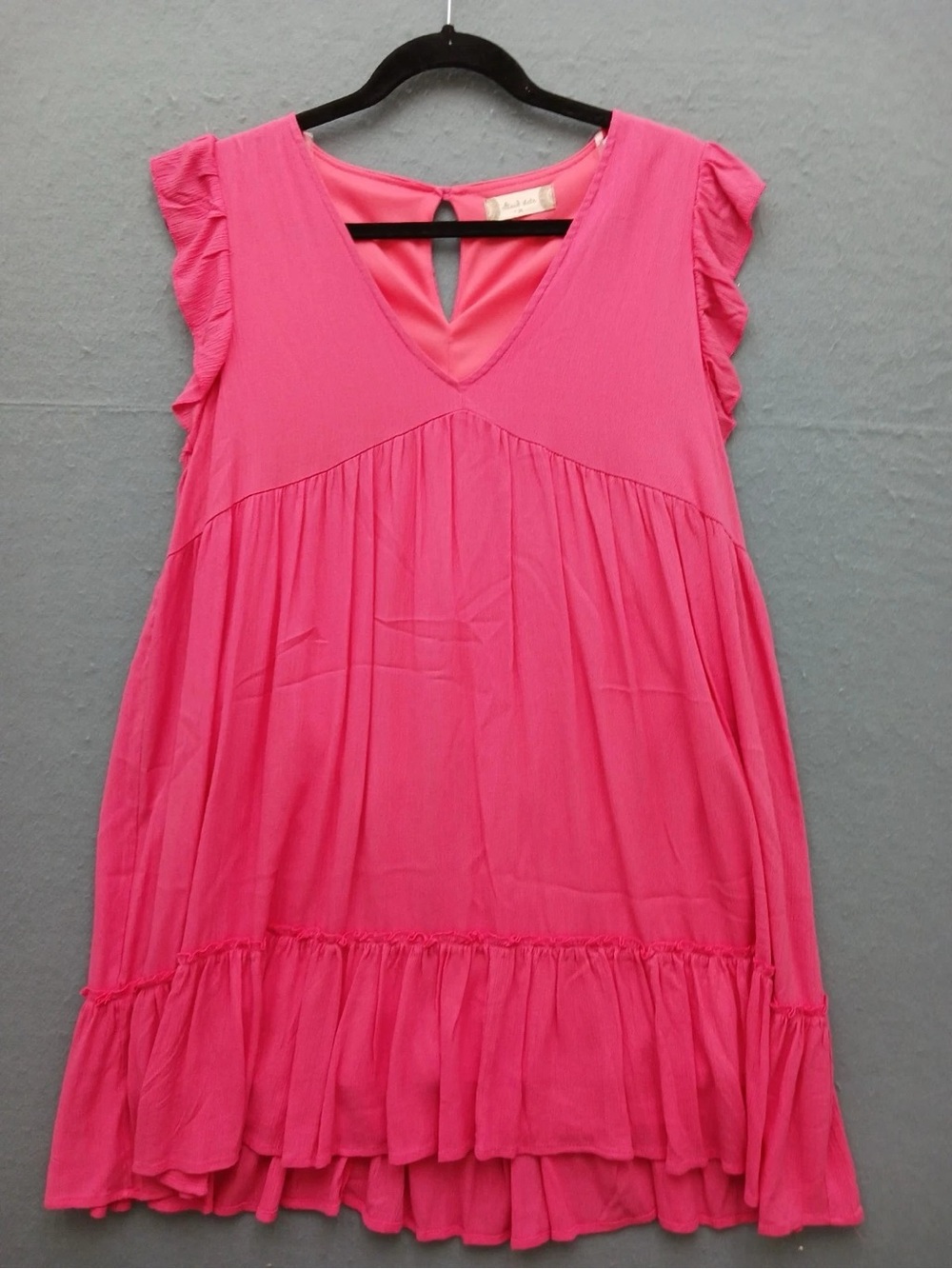 Altar'd State Hot Pink Ruffle Sleeve Mini Dress